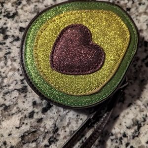 Sparkly avocado wristlet or coin purse